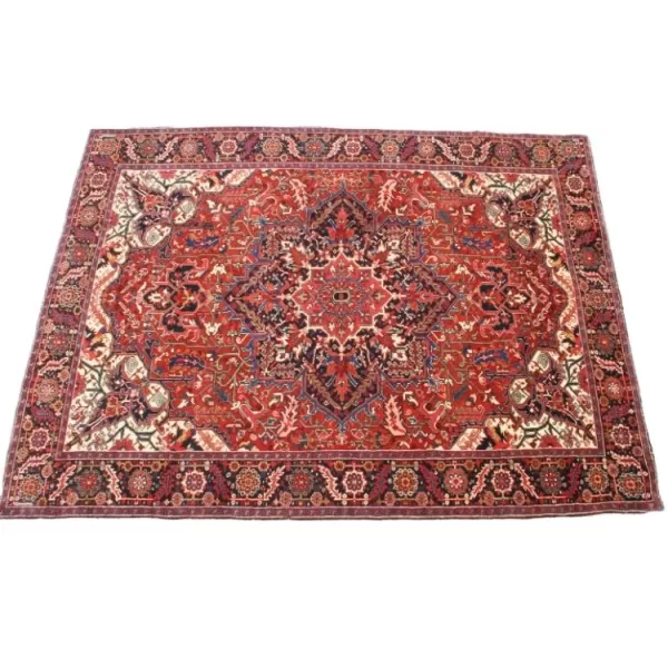 Authentic Persian Heriz floor covering, expertly woven with wool