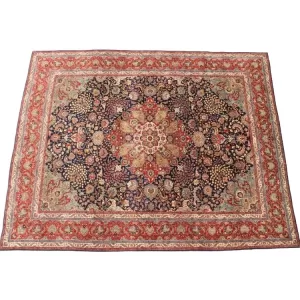 Handmade Persian Tabriz carpet with intricate knotting