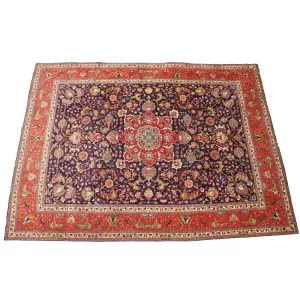 Eye-catching Persian Tabriz carpet with bold patterns