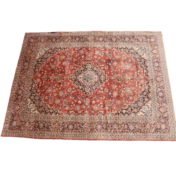 Handmade Kashan carpet, intricate details, perfect for formal living space