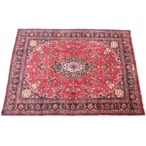 Hand-knotted Persian carpet, Mashad origin, intricate floral motifs