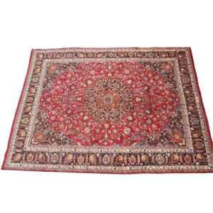 Authentic handmade Persian Mashad carpet, intricate design, fine craftsmanship