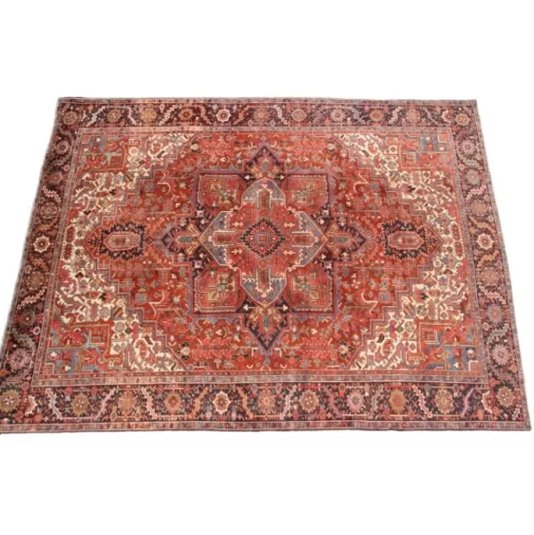 Persian Heriz rug with a wool pile providing exceptional comfort and durability