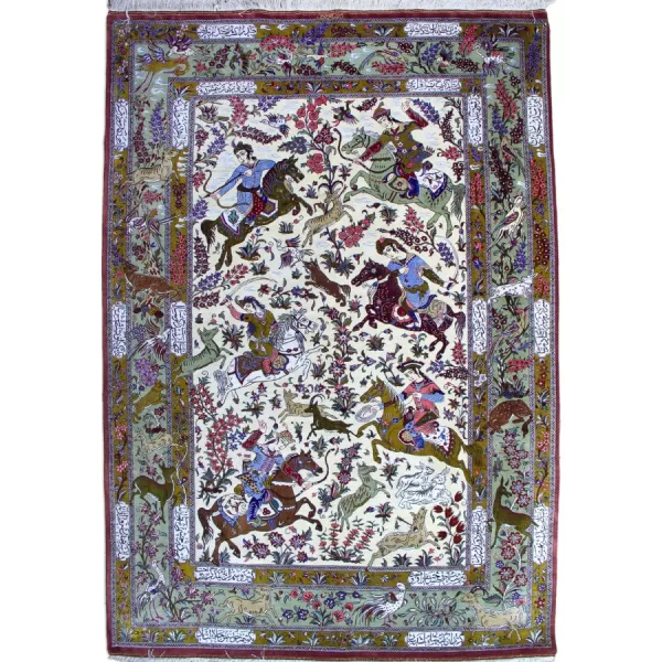 Handmade Persian Qom Silk Rug: Luxurious Bradran Craft