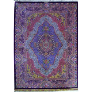 Traditional Persian craftsmanship in a luxurious Qom silk rug