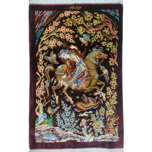 Elegant Persian Qom Silk Rug – Handcrafted Luxury