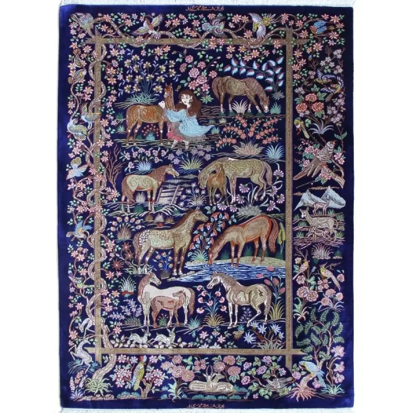 Authentic Handmade Persian Qom Silk Rug