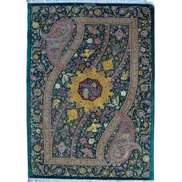 Elegant Persian Qom Silk Rug - Handcrafted Masterpiece