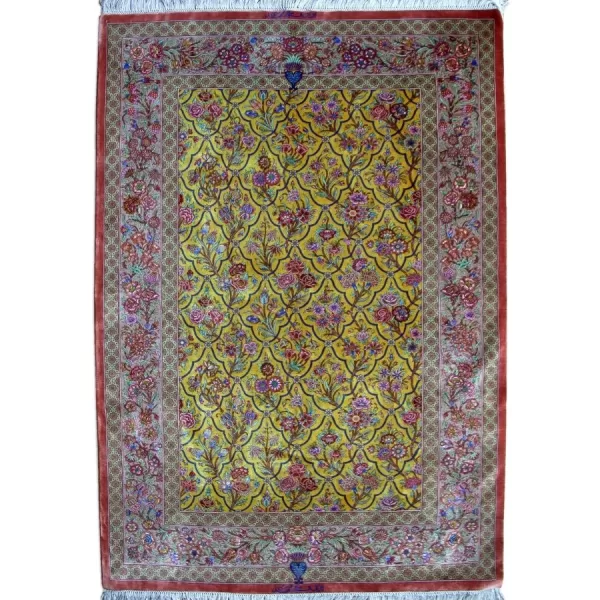 Exquisite Qom Silk Rug - Handcrafted Persian Luxury