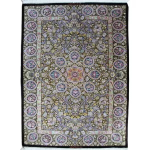 Opulent Handmade Persian Qom Silk Rug by Bradran