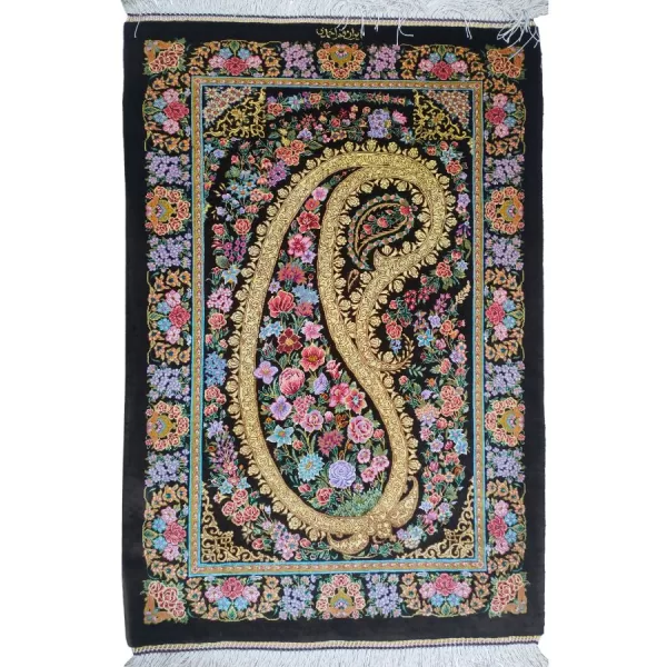 Exquisite Handmade Persian QOM Silk Rug, showcasing intricate designs and vibrant colors, perfect for luxurious Qatari homes