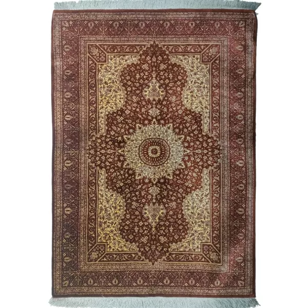 Premium Persian Qom Silk Rug - Handmade Excellence