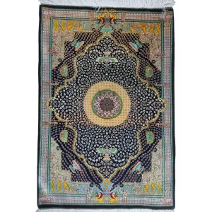 Handmade Persian QOM Silk Rug with intricate designs, ideal for luxury homes in Qatar