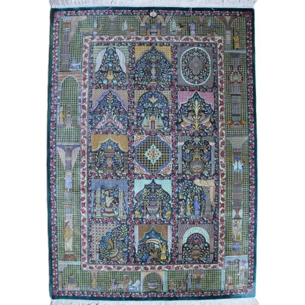 Handmade Persian Qom Silk Rug – Timeless Elegance