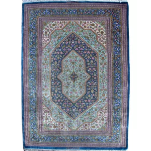 Persian Silk Rug from Qom – Handcrafted by Bradran