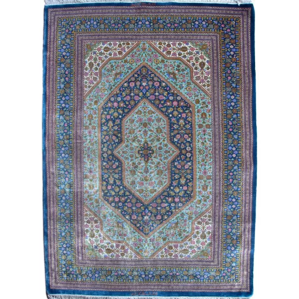 Persian Silk Rug from Qom – Handcrafted by Bradran