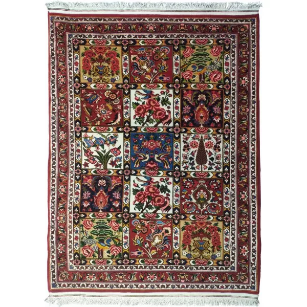 Handmade Persian Bakhtiari rug, intricate design, wool pile, traditional craftsmanship