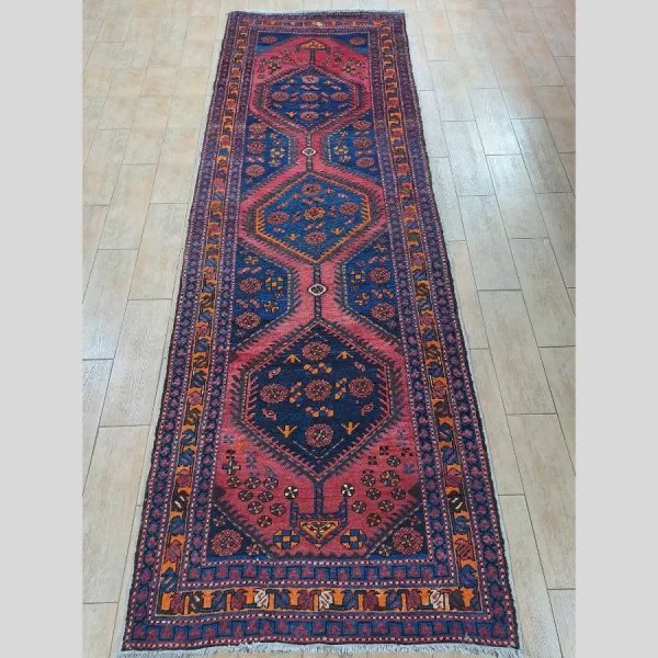 Full view of Handmade Persian Hamadan Runner from Bradran Persian Carpet Qatar