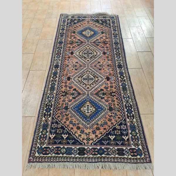 Full view of the Handmade Persian Yalameh Runner in traditional colors