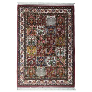 Handmade Persian Bakhtiari rug, intricate wool pile, traditional design