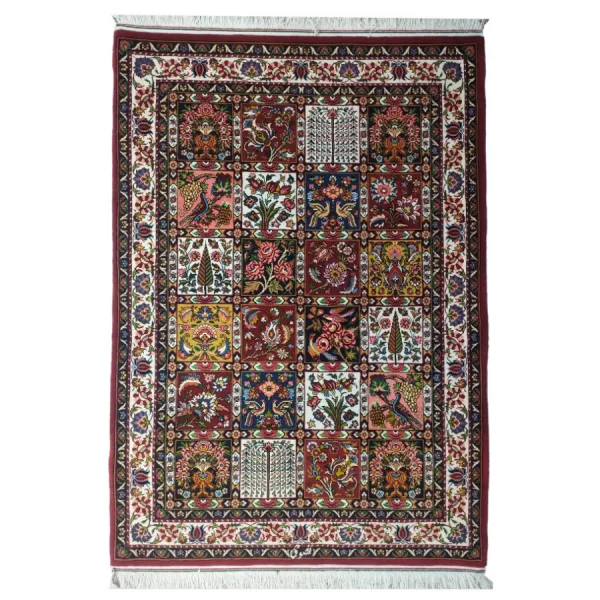 Handmade Persian Bakhtiari rug, intricate wool pile, traditional design