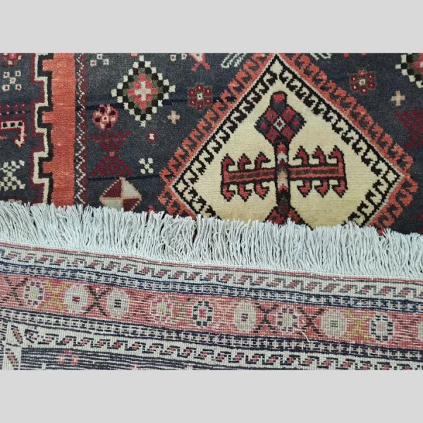 Close-up of the knot count and style of the Persian Afshar runner, showcasing detailed craftsmanship.