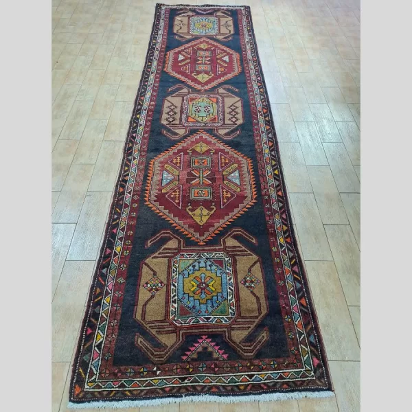 Complete view of a luxurious Handmade Persian Karaja Runner.